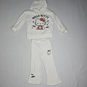 HELLO KITTY Girls Off White 2 PIECE Pullover Hoodie & Pant SET Size 2T Halloween